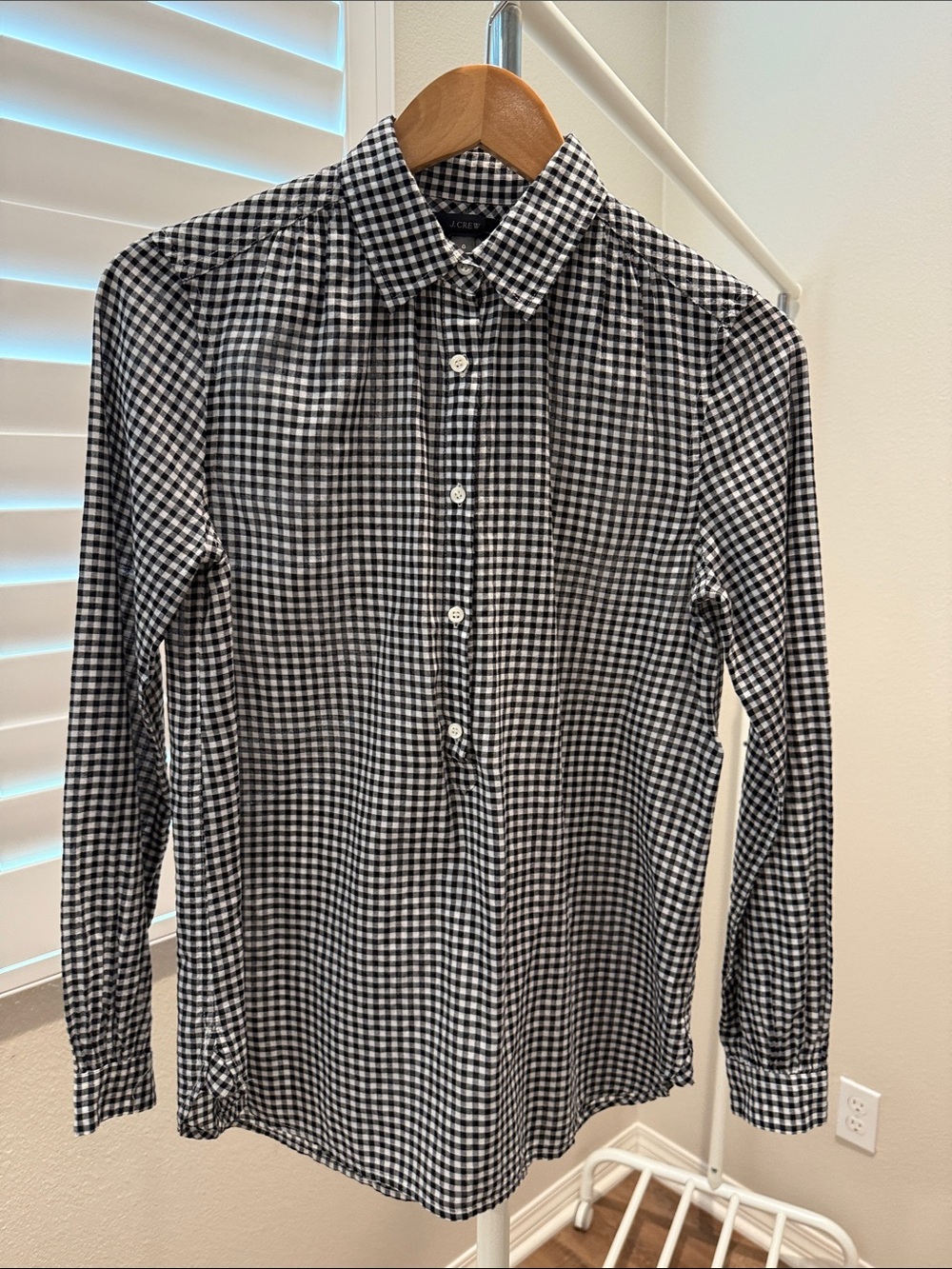 J. Crew Women’s Black and White Gingham Button-Down Shirt